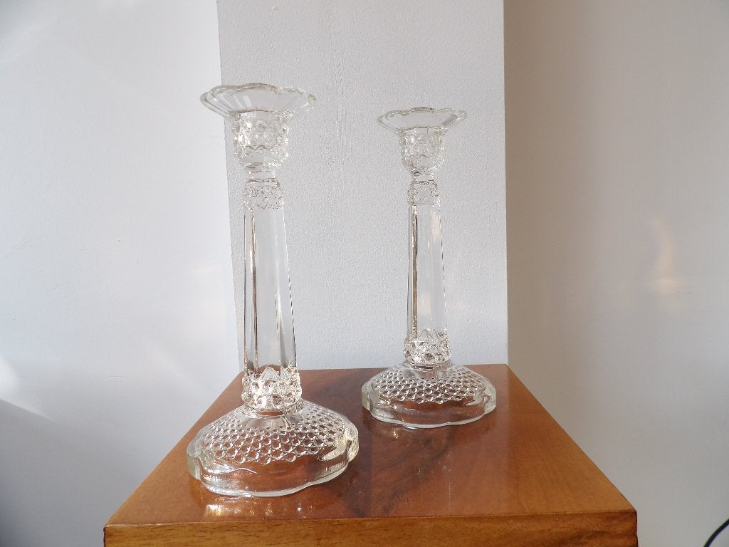 Art Deco Hoge Kandelaars Brockowitz, Antiek en Kunst, Antiek | Kandelaars, Ophalen of Verzenden, Glas