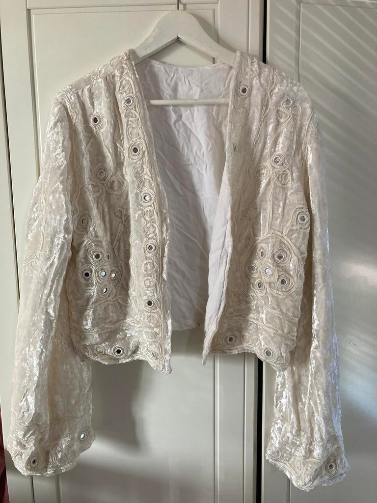 ️🤍Joya’s vida velvet mirror jacket Indian wit fluwelen jas️, Ophalen of Verzenden, Nieuw, Wit