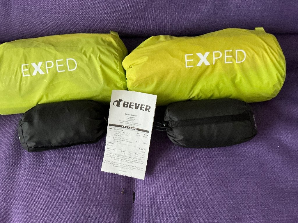 2x Exped slaapmatten 3R LW & 2x Ayacucho Travel Air kussens, Caravans en Kamperen, Kampeeraccessoires, Zo goed als nieuw, Ophalen