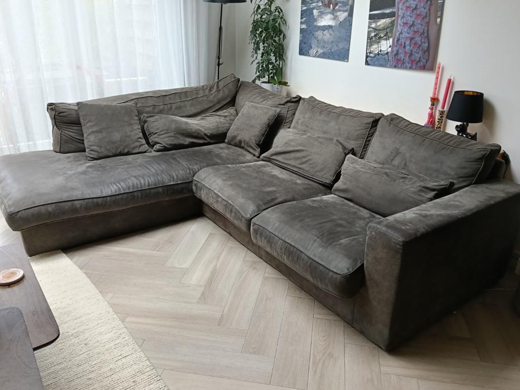 Luxe industriële bank met lig gedeelte te koop., Ophalen, 250 tot 300 cm, Gebruikt, Industriële hoekbank