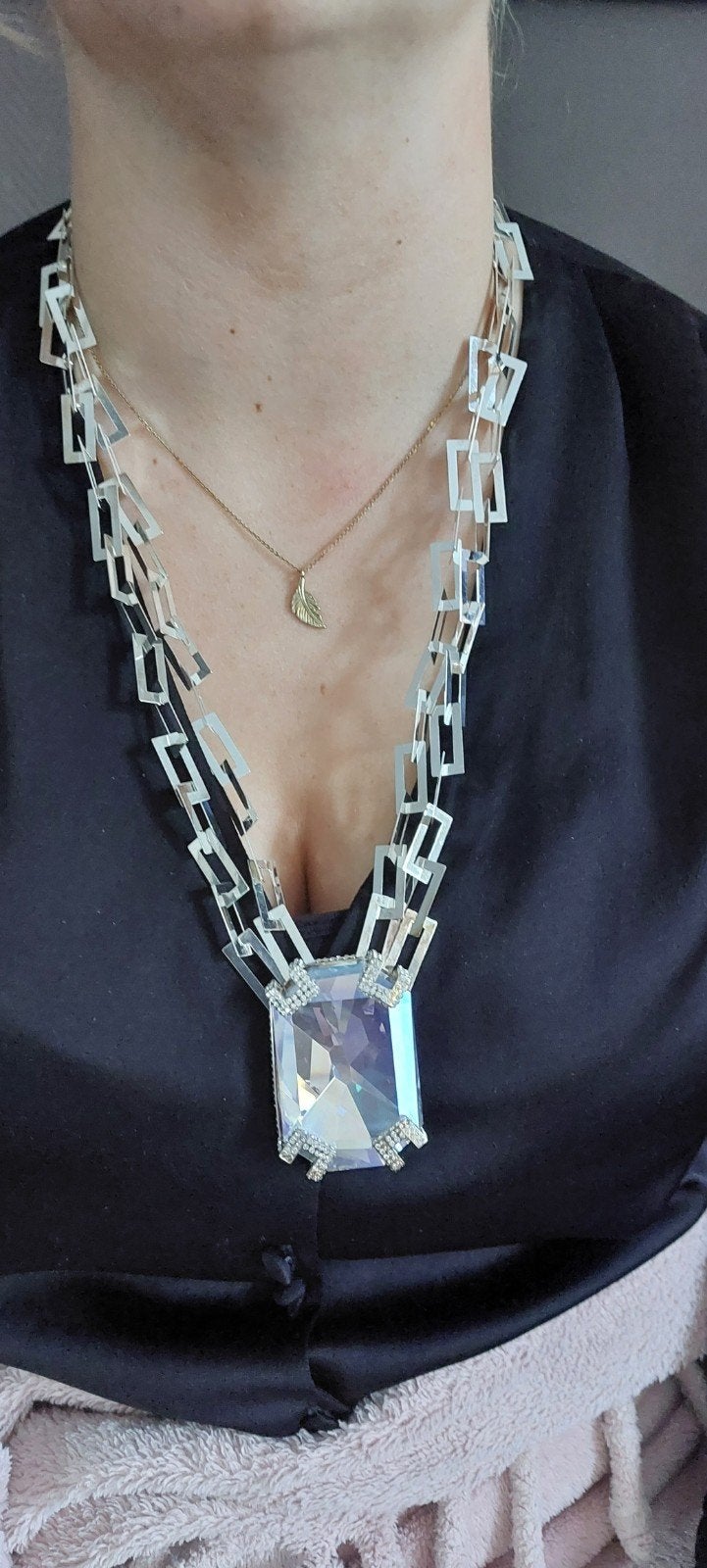 Daniel Swarovski Ketting met Grote Kristallen Hanger, Ophalen of Verzenden