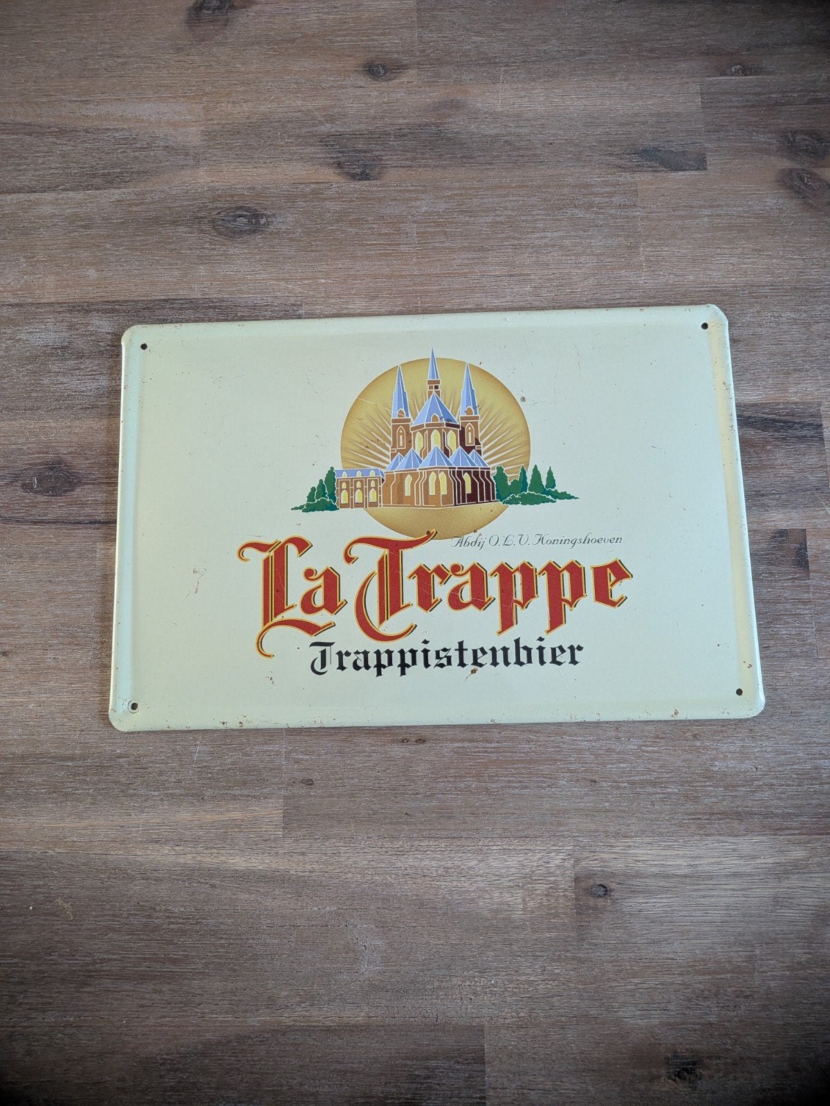 Vintage La Trappe Trappistenbier reclamebord, Verzamelen, Biermerken, Ophalen of Verzenden, Gebruikt, Reclamebord, Plaat of Schild