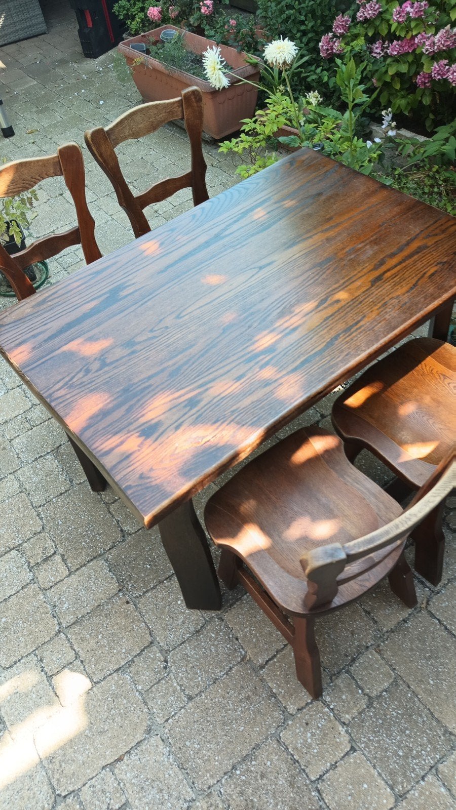 Houten tafel met stoelen 4 stuks, Ophalen