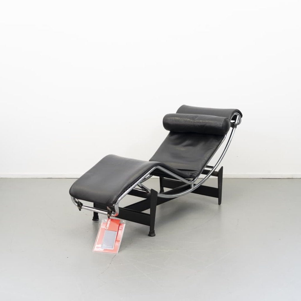 Cassina LC4 Chaise Longue Zwart Leer - Chroom, Niet ingevuld, Niet ingevuld, Cassina, Leer