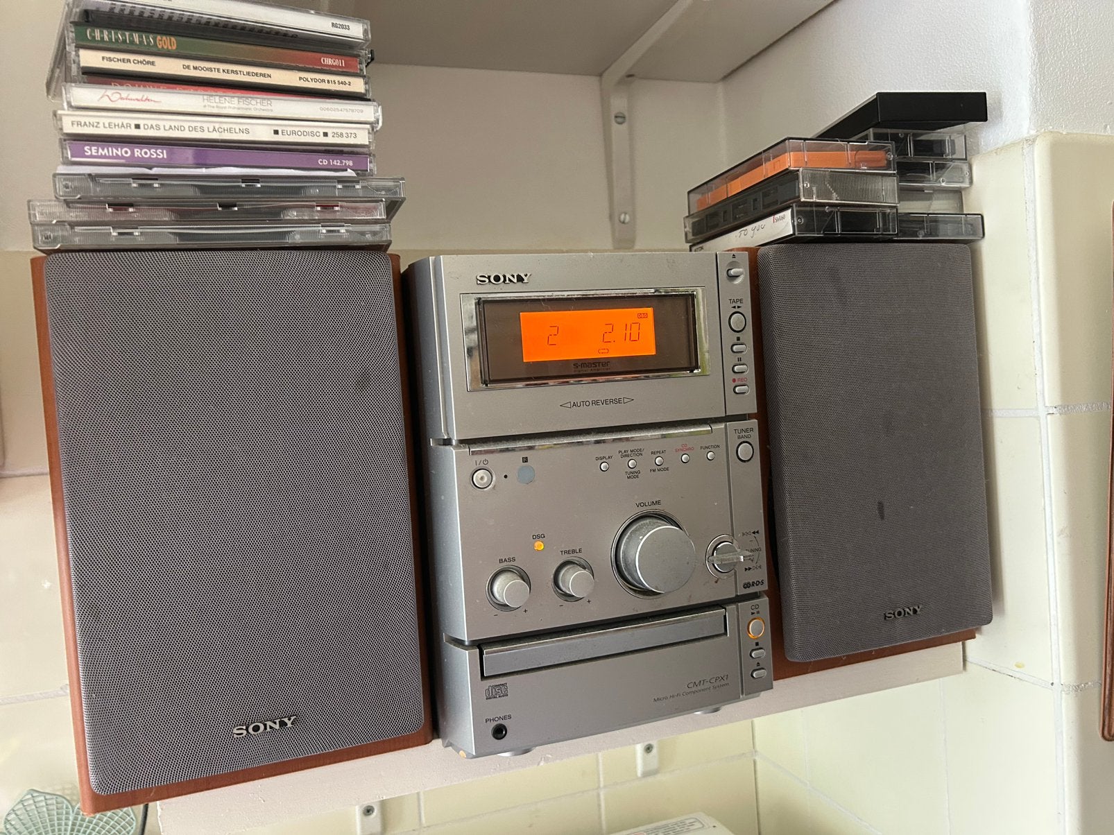 Vintage Sony miniset met speakers- werkend, Ophalen, Gebruikt, Tuner of Radio, Sony