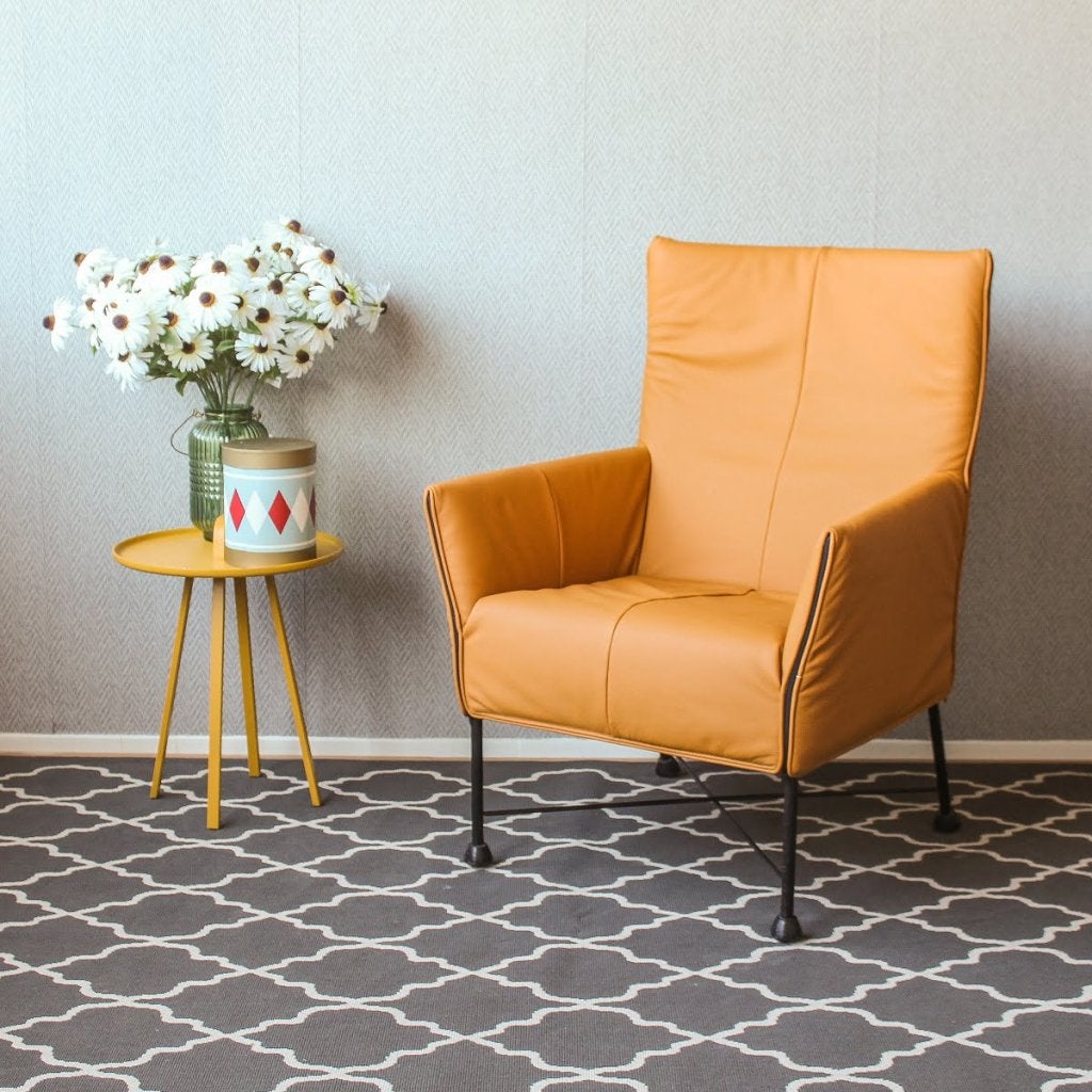 Montis Charly Fauteuil Leem Leer - Zwart (Op Doppen), Huis en Inrichting, Niet ingevuld, Zo goed als nieuw, Niet ingevuld, Niet ingevuld
