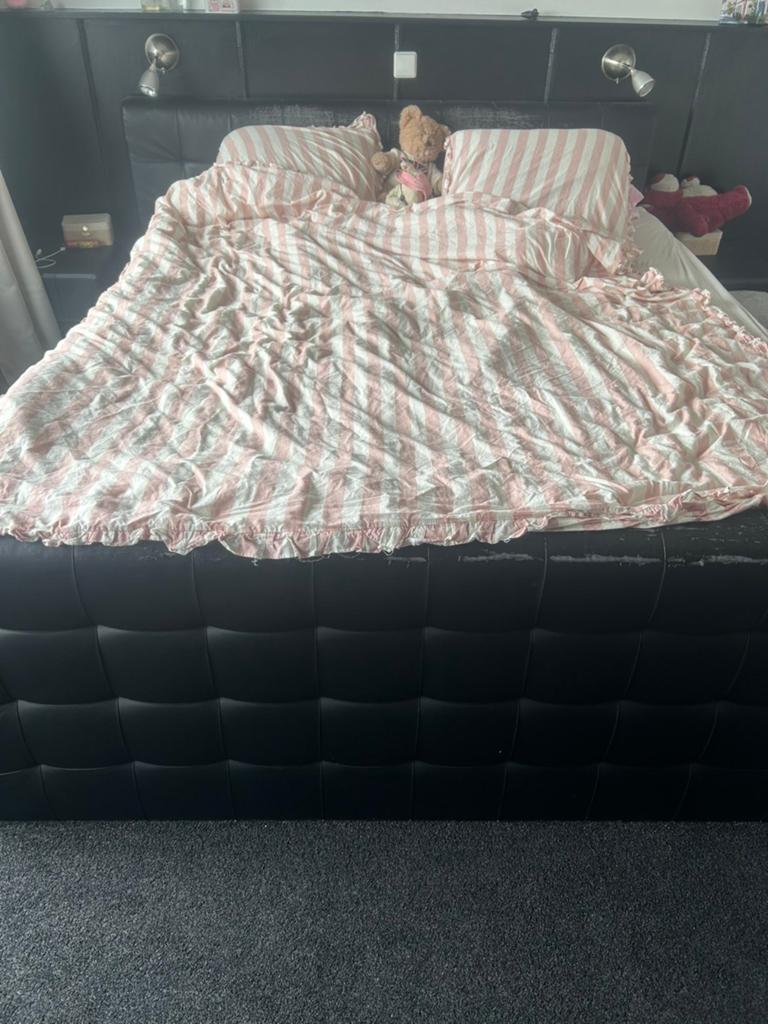 Boxspring, Ophalen, Gebruikt, Zwart, Tweepersoons