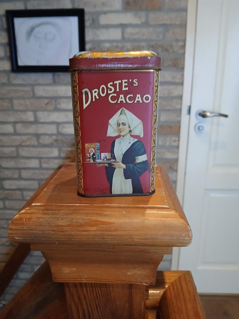 Vintage Droste Cacao Blikje 125g - Chocolade Pastilles, Verzamelen, Ophalen of Verzenden