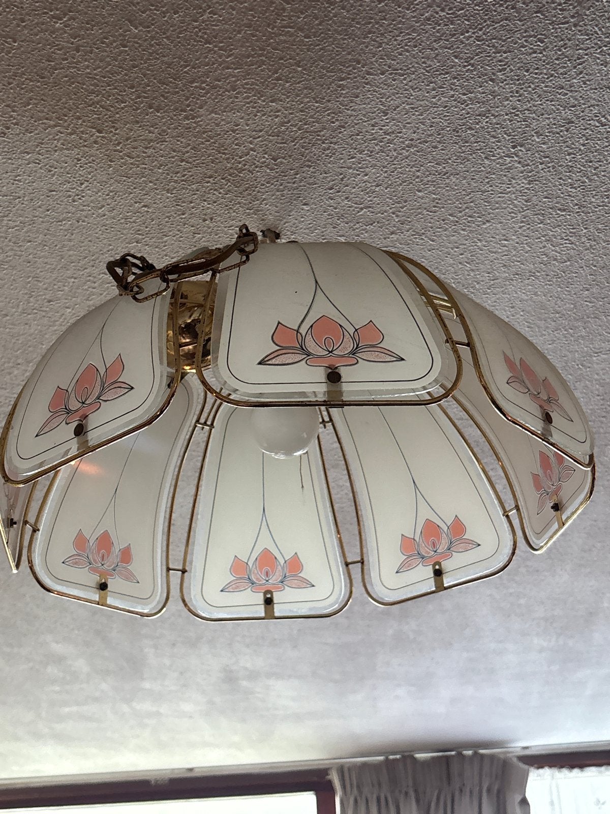 Vintage hanglamp Hollywood Regency, Ophalen, Gebruikt, 50 tot 100 cm, Glas