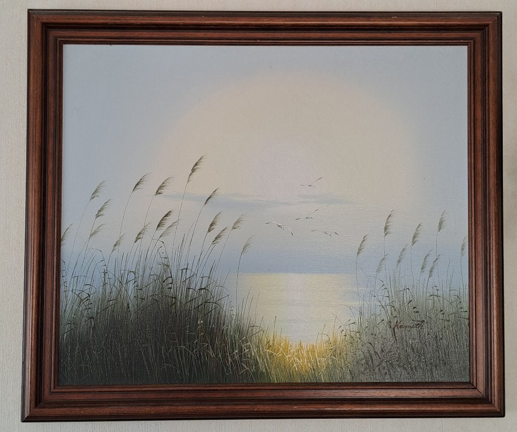 2 schilderijen landschap en zeezicht, Antiek en Kunst, Kunst | Schilderijen | Klassiek, Ophalen, Klassiek, Landschap, Doek