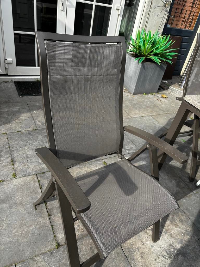 Bellagio tuinset 4 verstelbaar, Tuin en Terras, Tuinstoelen, Ophalen of Verzenden, Gebruikt, Aluminium, Stapelbaar
