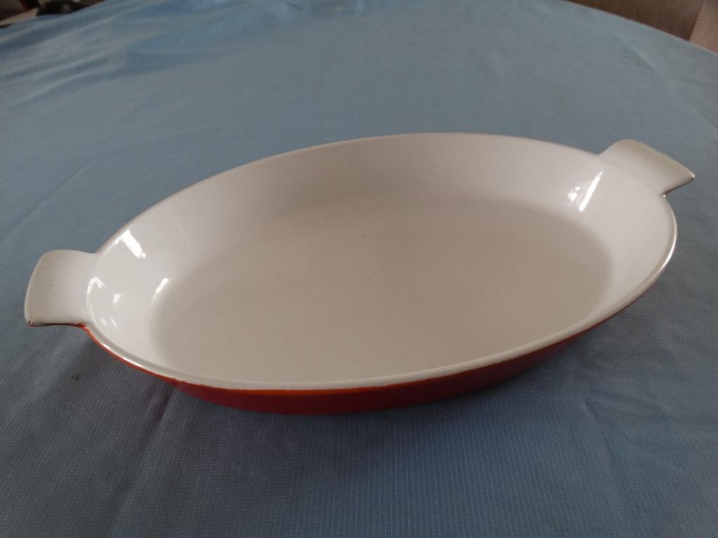 Ovenschaal gietijzer FE Belgium ovaal 34 x 23,5 cm, Ophalen of Verzenden, Gebruikt, Gietijzer