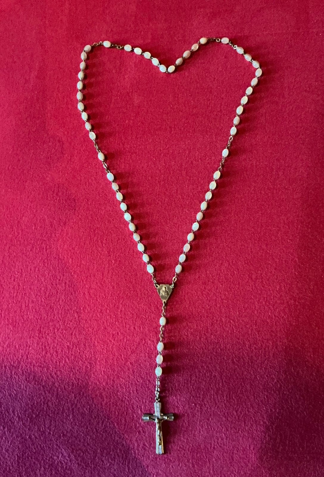 Antieke Franse Rozenkrans ❤️ Maria/Jezus Medaille, Ophalen of Verzenden