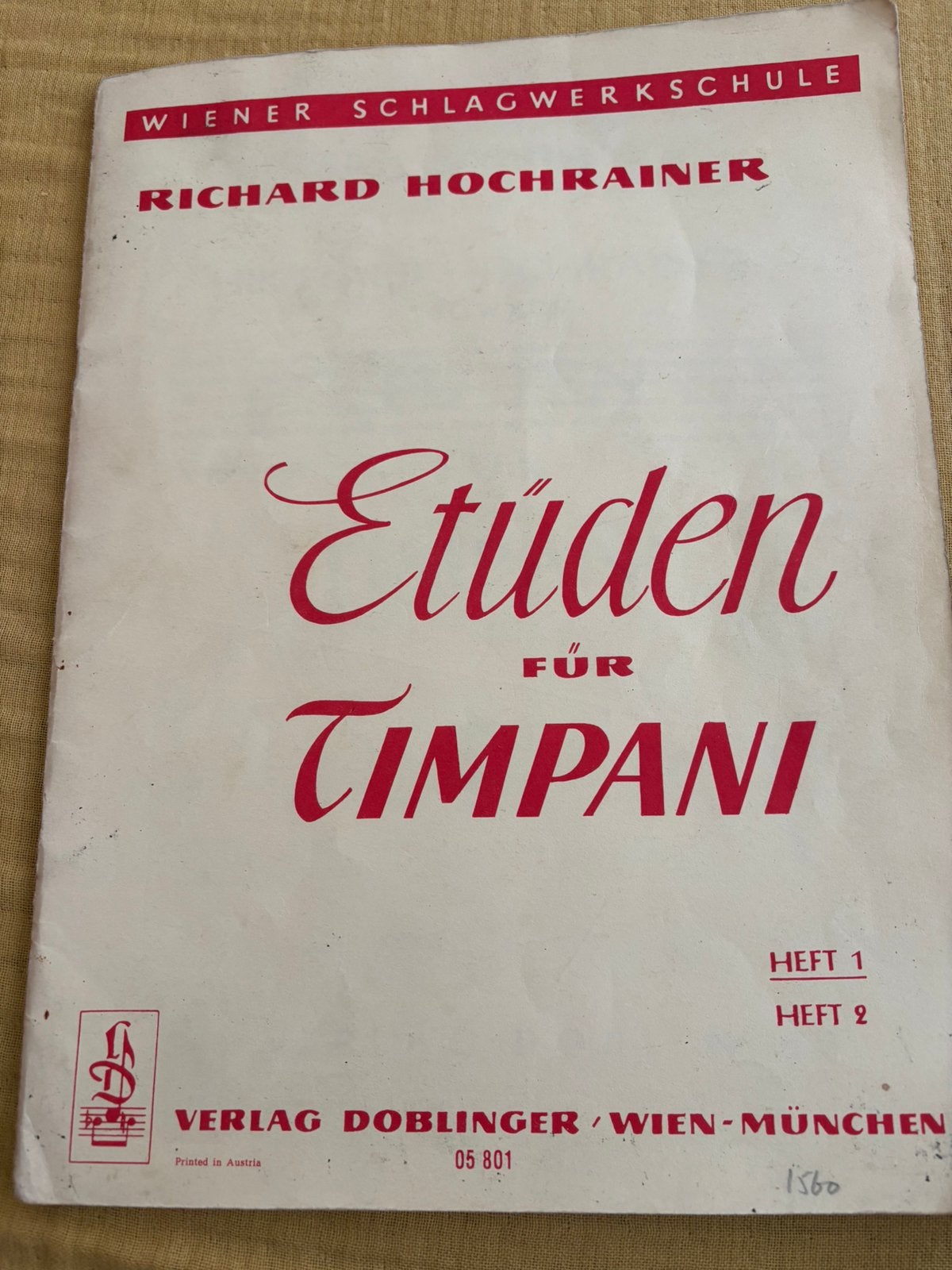 Etuden fur Timpani - Richard Hochrainer, Klassiek, Les of Cursus, Zo goed als nieuw, Overige instrumenten