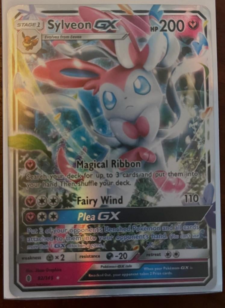 Sylveon GX Pokemonkaart, Verzenden, Zo goed als nieuw, Losse kaart, Foil