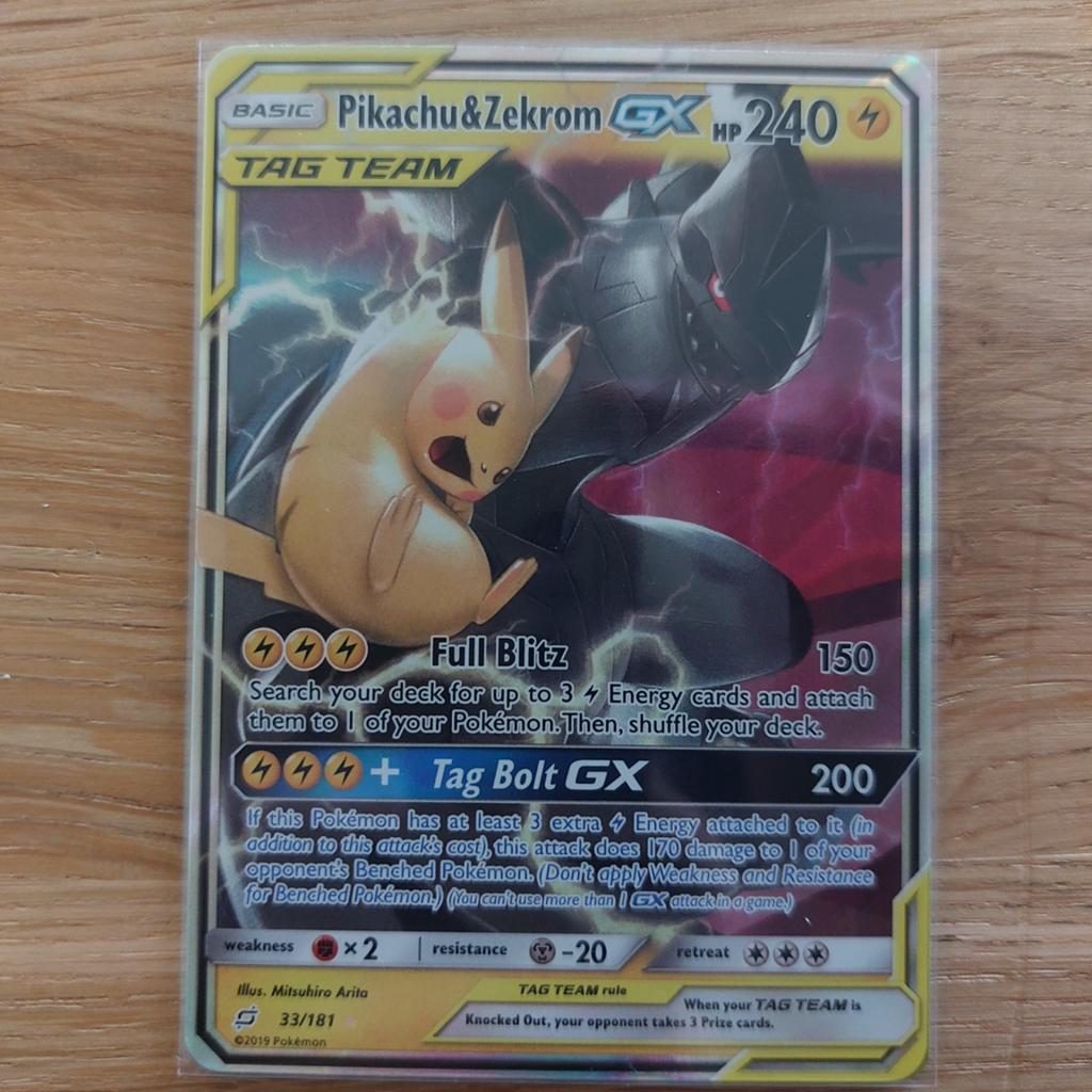 Pikachu & Zekrom GX Pokémon Kaart – Tag Team GX, Hobby en Vrije tijd, Verzamelkaartspellen | Pokémon, Ophalen of Verzenden, Zo goed als nieuw