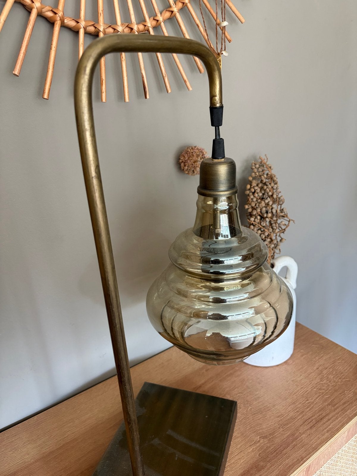 Industriële tafellamp met amberkleurige LED lamp, Overige merken, Industrieel, E27 (groot), Zo goed als nieuw