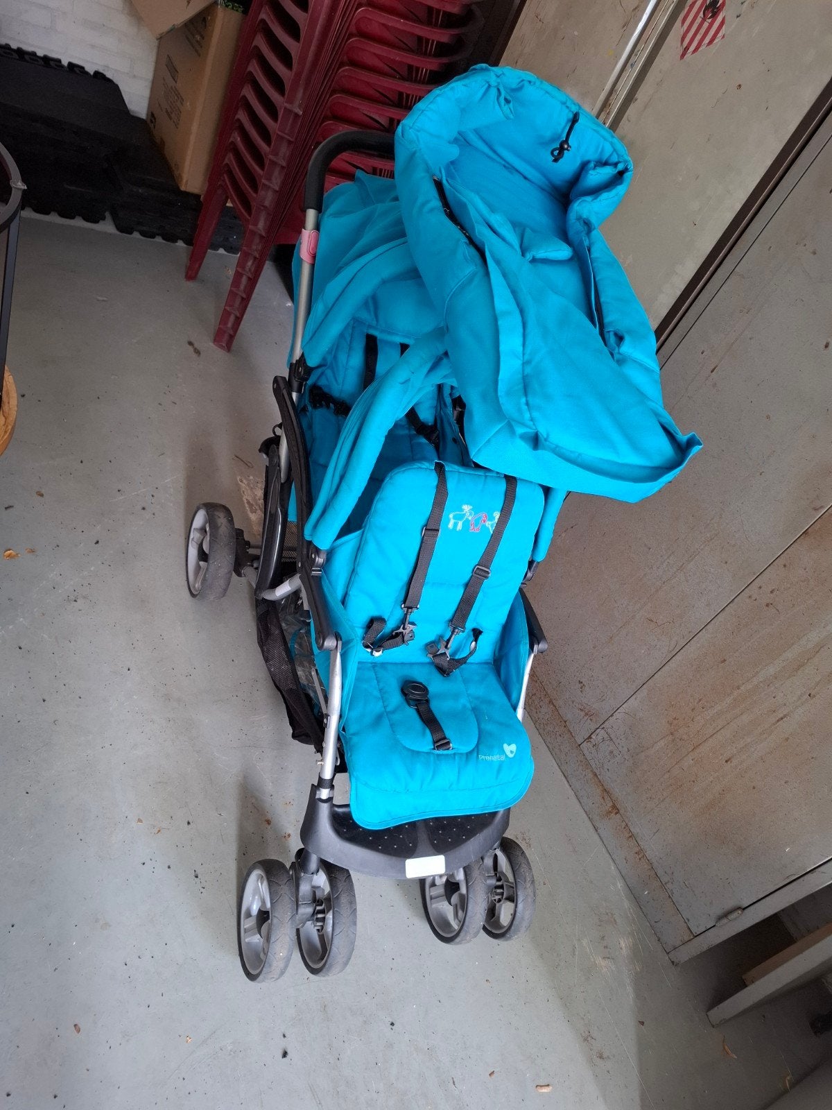 Blauwe duowagen, kinderwagen voor twee kinderen, Ophalen, Gebruikt, Overige merken, Duowagen