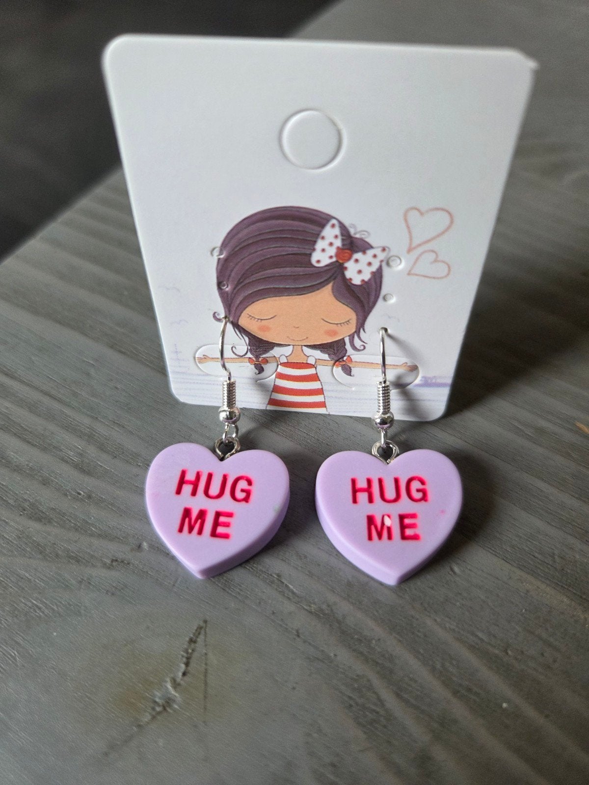 Handgemaakte oorbellen 'Hug Me' - Valentijnscadeau, Overige materialen, Hangers, Paars, Nieuw