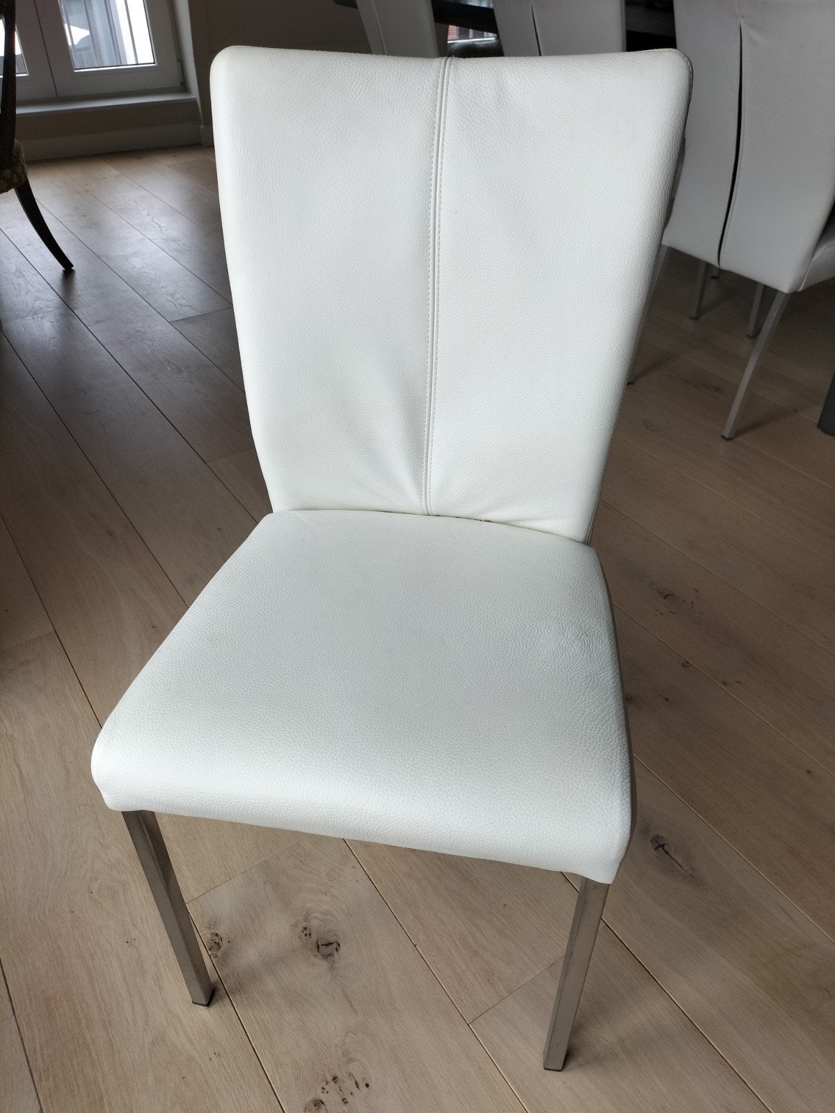 Eetkamerstoelen leder 6 stuks, Huis en Inrichting, Ophalen, Wit, Leer, Zo goed als nieuw