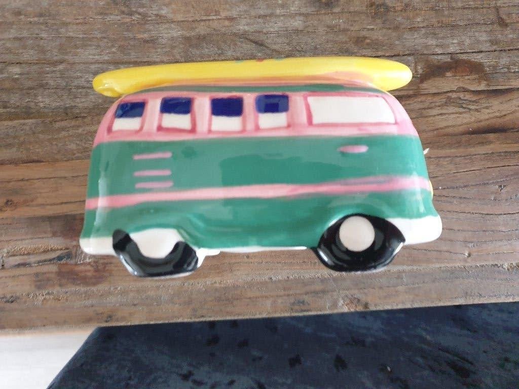 spaarpot bus vw volkswagen surf groen roze nieuw, Verzamelen, Spaarpotten, Ophalen, Nieuw, Steen, Aardewerk of Keramiek, Vervoermiddel