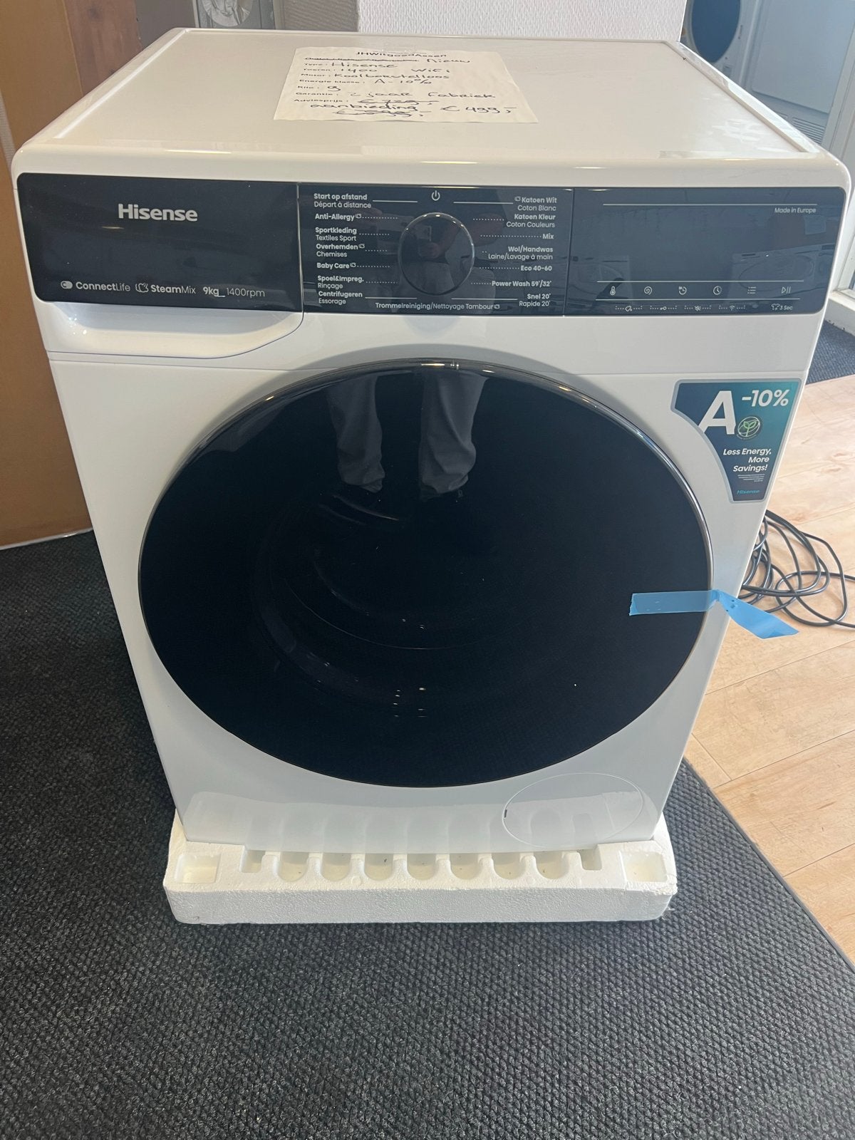 Nieuwe Hisense Wasmachine 9kg 1400rpm A-10% met 2 jaar garan, 1200 tot 1600 toeren, Minder dan 85 cm, Jhwitgoedassen, 8 tot 10 kg