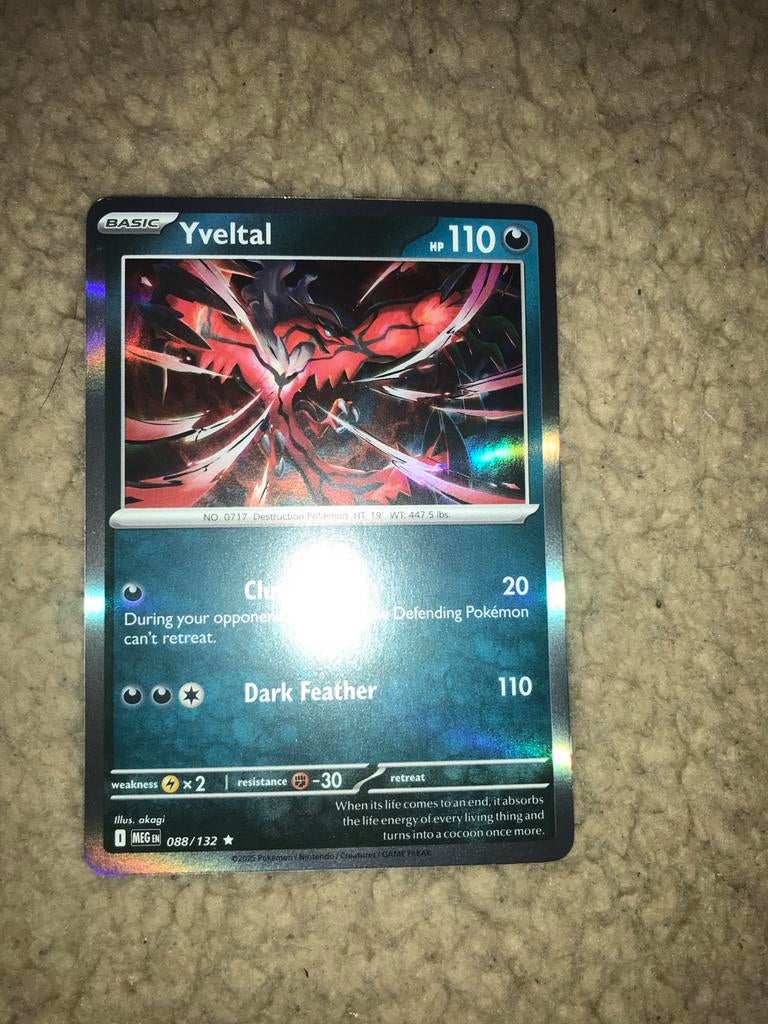 Pokémon kaart Yveltal 088/132, Ophalen of Verzenden, Gebruikt, Losse kaart, Foil