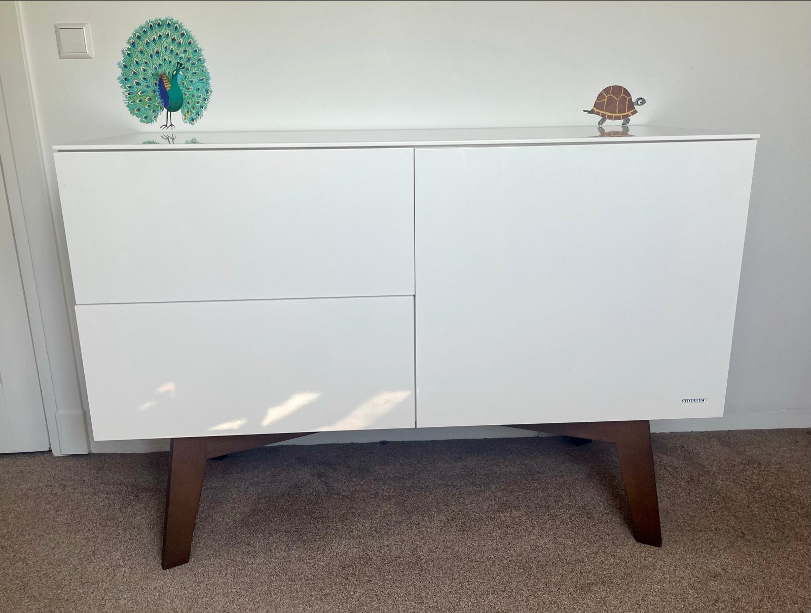 Kidsmill Commode en Ledikant Hoogglans Wit, Ophalen, Gebruikt, Lattenbodem, Minder dan 140 cm