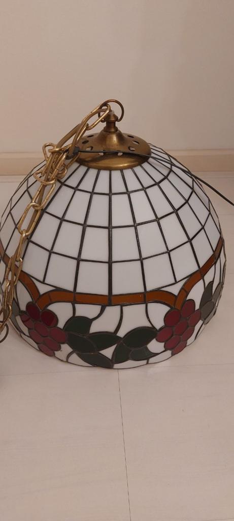 Originele glas in lood hanglamp/handmade, Ophalen, Zo goed als nieuw, Glas, Minder dan 50 cm