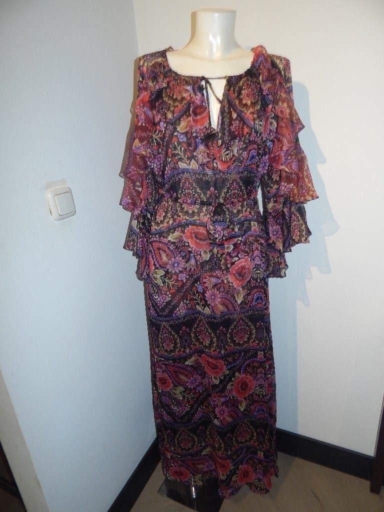 Misa los Angeles prachtige jurk mouwen laagjes bloemen 38, Maat 38/40 (M), Overige kleuren, Verzenden, Misa