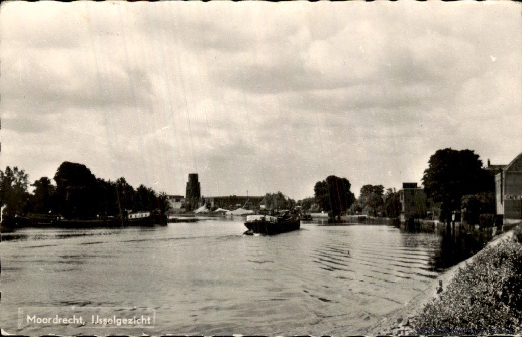 Moordrecht - IJsselgezicht - Binnenvaartschip, Ophalen of Verzenden, 1940 tot 1960, Gelopen, Zuid-Holland