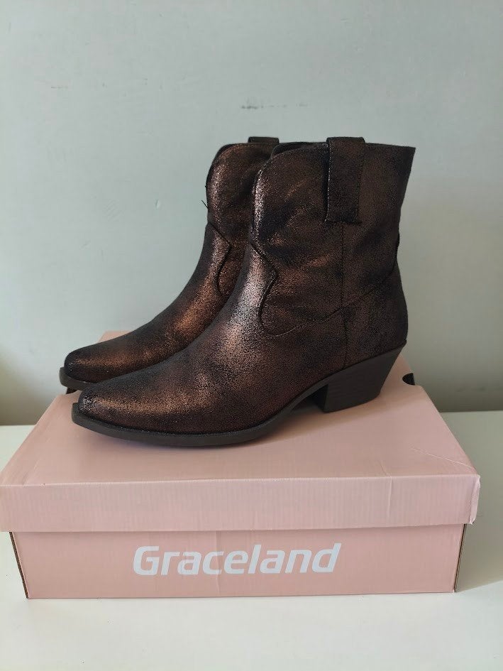 Graceland dames cowboy laarzen bronskleurig, Overige kleuren, Lage of Enkellaarzen, Ophalen of Verzenden, Zo goed als nieuw