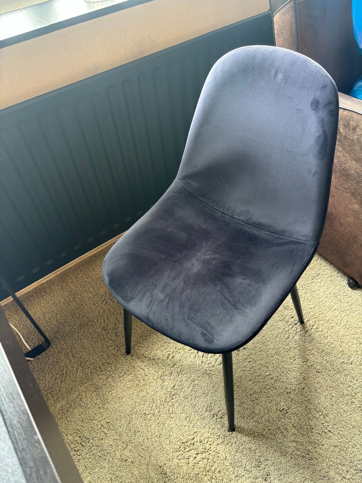 Stijlvolle zwart velvet eetkamerstoel, Huis en Inrichting, Ophalen, Gebruikt, Zwart, Eén