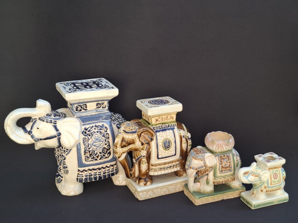 4 vintage keramieken olifanten (plantenstandaard ), Ophalen of Verzenden