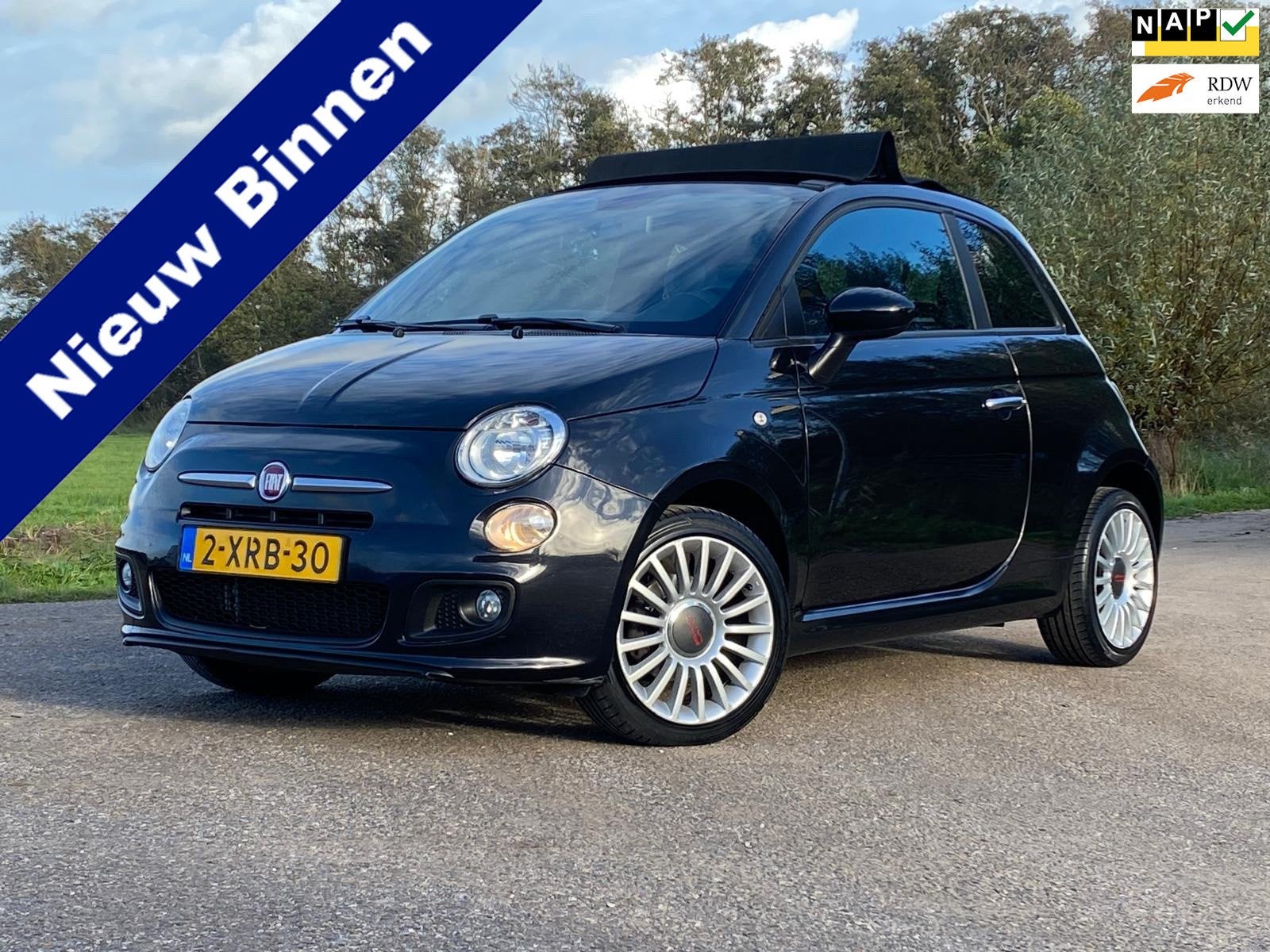 Fiat 500 1.2 Lounge CABRIO AIRCO LMV HALF-LEDER NAP GOED OND, Auto's, 86 pk, Gebruikt, Cabriolet, Leder en Stof