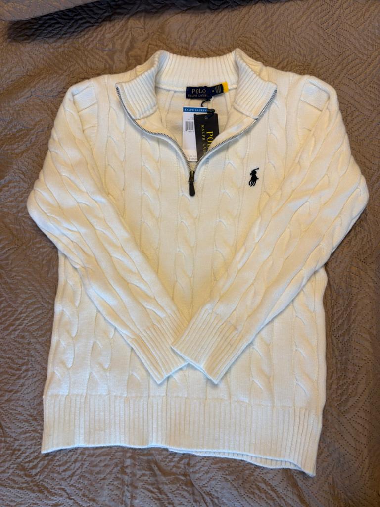 Nieuwe Ralph Lauren trui met rits - Crème, Ophalen of Verzenden, Nieuw, Maat 36 (S), Wit