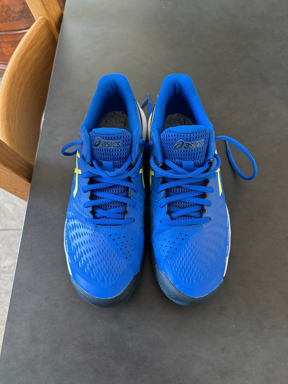 Asics padelschoenen gel challenger- Blauw/Geel, Overige merken, L00, Schoenen, Ophalen of Verzenden
