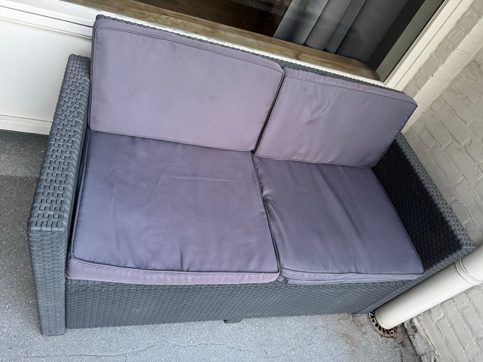 2-zits loungeset, 128.5 x 62 cm, Gebruikt, Loungeset, Wicker, Bank