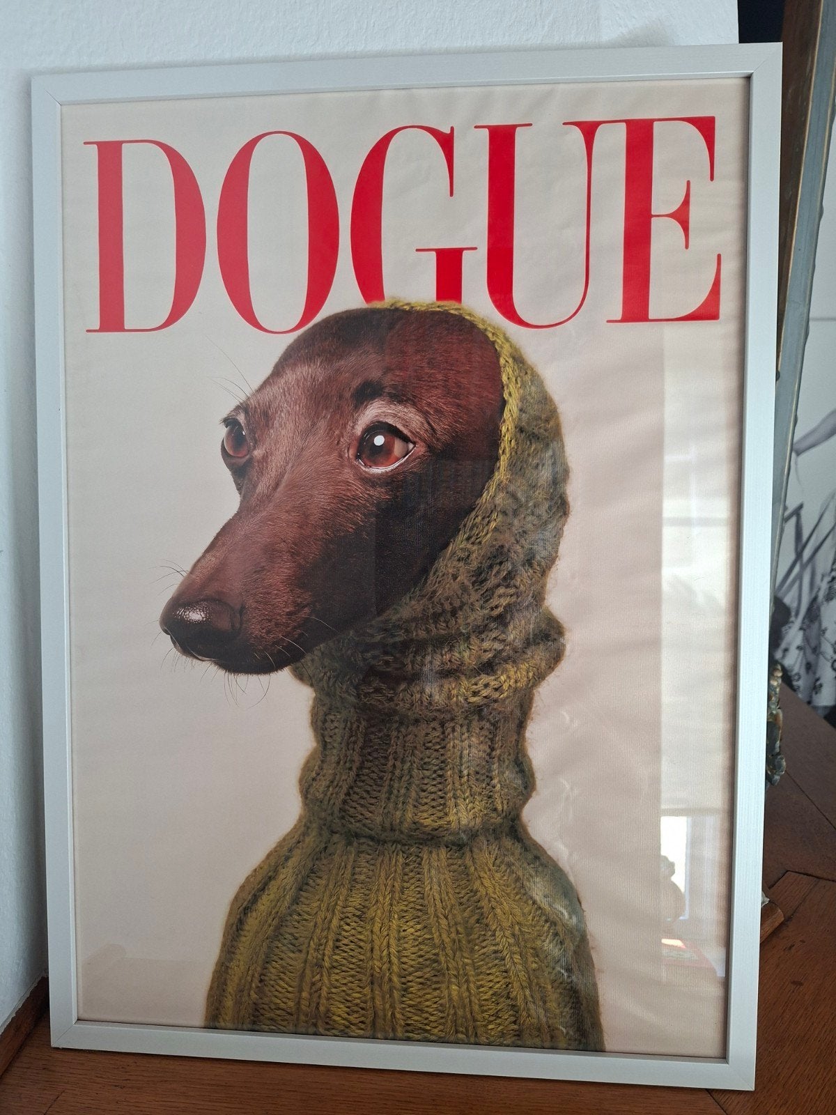 Desenio Dogue Italiaanse Windhond Canvas Ingelijst 53x73cm, Ophalen of Verzenden