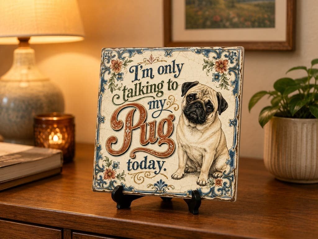 I’m only talking to my Pug today - Mopshond tegel, Ophalen of Verzenden, Nieuw