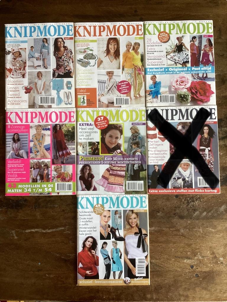6x Knipmode naaitijdschriften, 4, 5, 6,7, 9, en 12 2005., Ophalen of Verzenden, Zo goed als nieuw, Vrouw, Knipmode