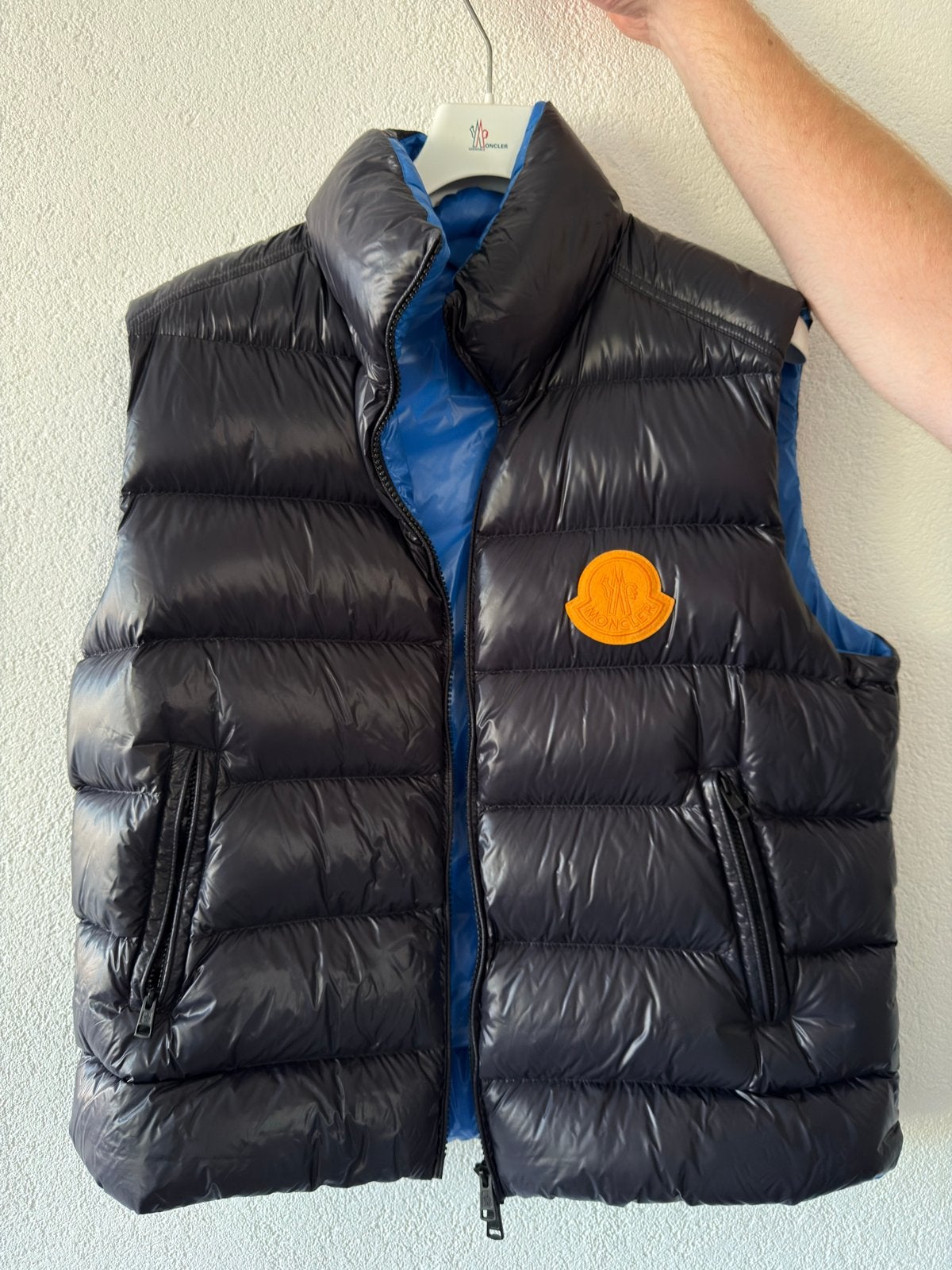 Moncler Bodywarmer Zwart/Blauw - Zo goed als nieuw, Kleding | Heren, Ophalen of Verzenden, Zo goed als nieuw, Blauw