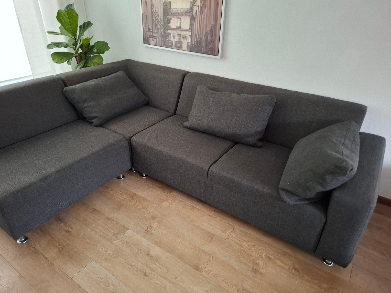 Antraciet Goossens hoekbank - gaat weg ivm verhuizing, Ophalen, 250 tot 300 cm, Gebruikt, Minder dan 75 cm