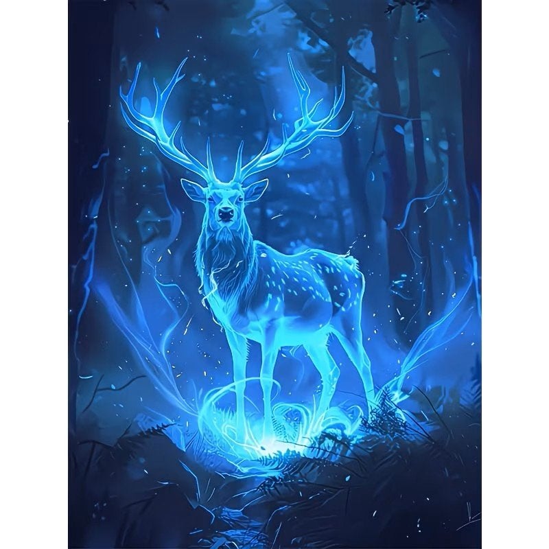 50x40cm Diamond Painting verlicht hert (vierkant) nr 59, Verzenden, Nieuw, Dieren, Diamond painting