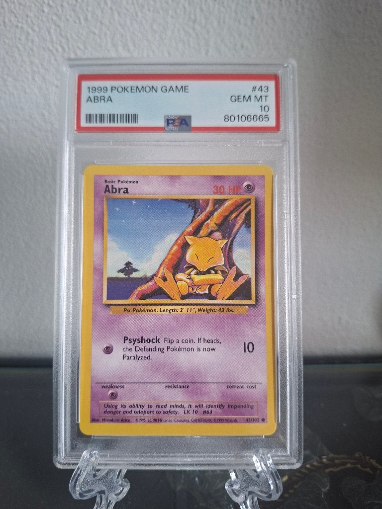 Pokemon - 1999 - Base Set - Abra - PSA 10, Ophalen of Verzenden, Zo goed als nieuw, Losse kaart