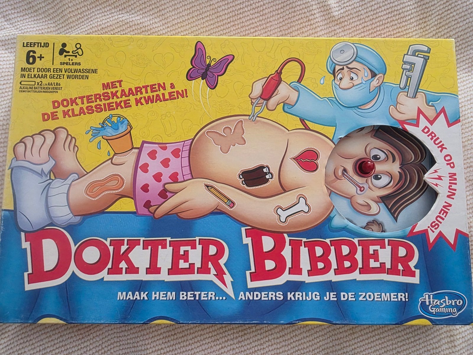 Dokter Bibber spel - Maak hem beter!, Een of twee spelers, Ophalen of Verzenden, Gebruikt, Hasbro Gaming