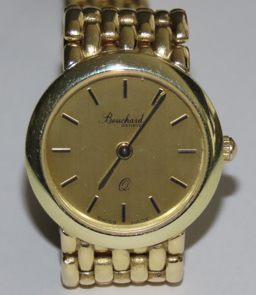 Gouden quartz dames horloge, Bouchard, 14 karaat, Overige merken, Verzenden, Polshorloge, Zo goed als nieuw