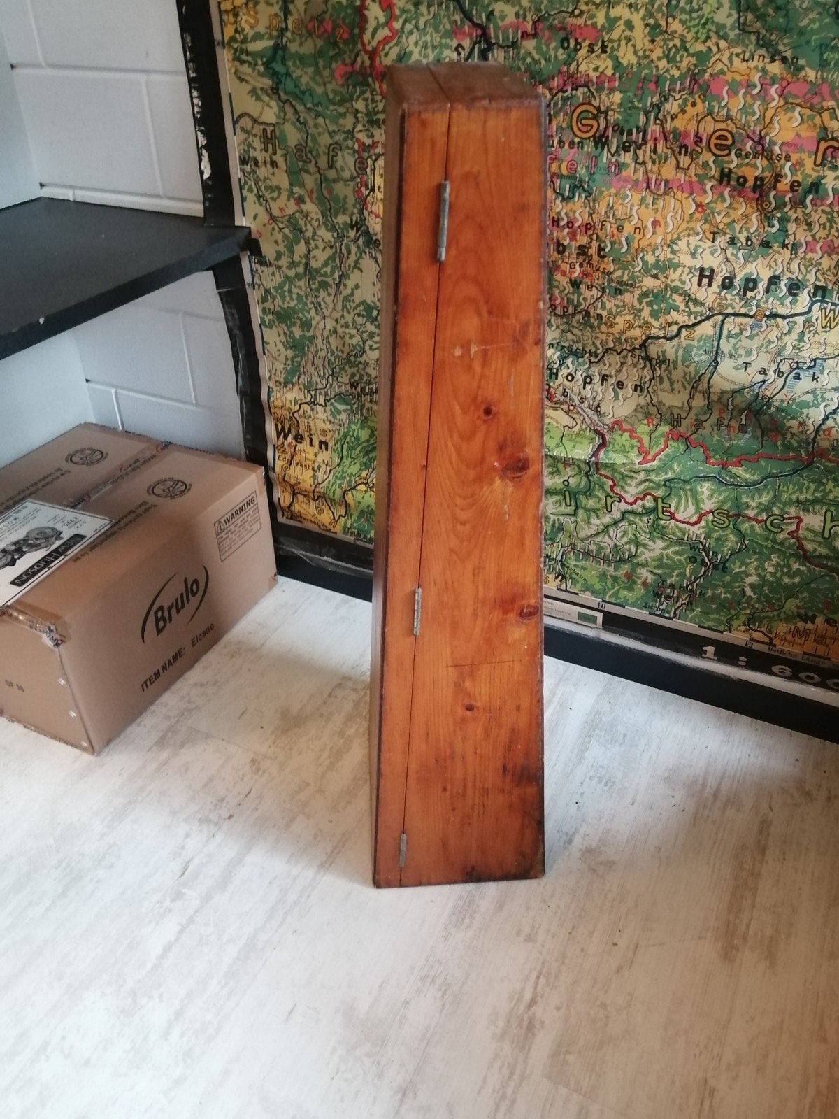 UNIEKE XL TRAPEZIUM MAHONIEHOUTEN KIST 105X30X25 CM.
Hoogte, Ophalen