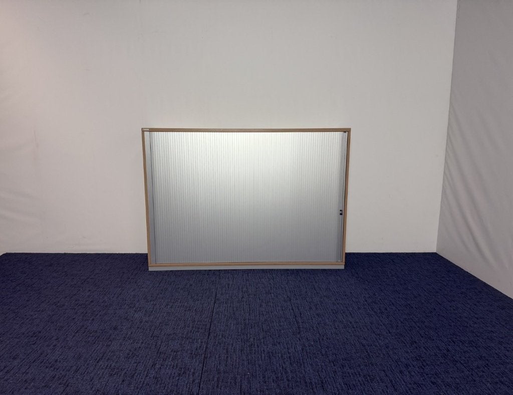 2x Roldeurkast Palmberg, kersen havanna/aluminium, 114 x 160, Ophalen, Gebruikt