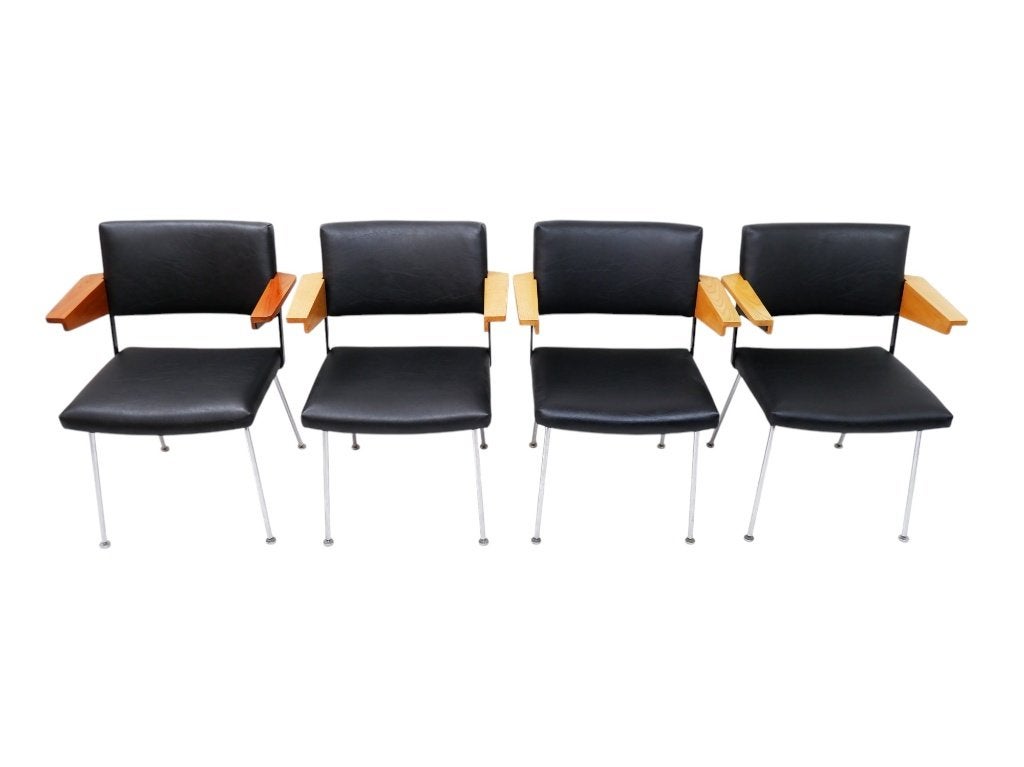 Set van 4 Cordemeyer stoelen voor Gispen, Huis en Inrichting, Ophalen, Zwart, Hout, Rijksstraatweg 37 Wilp